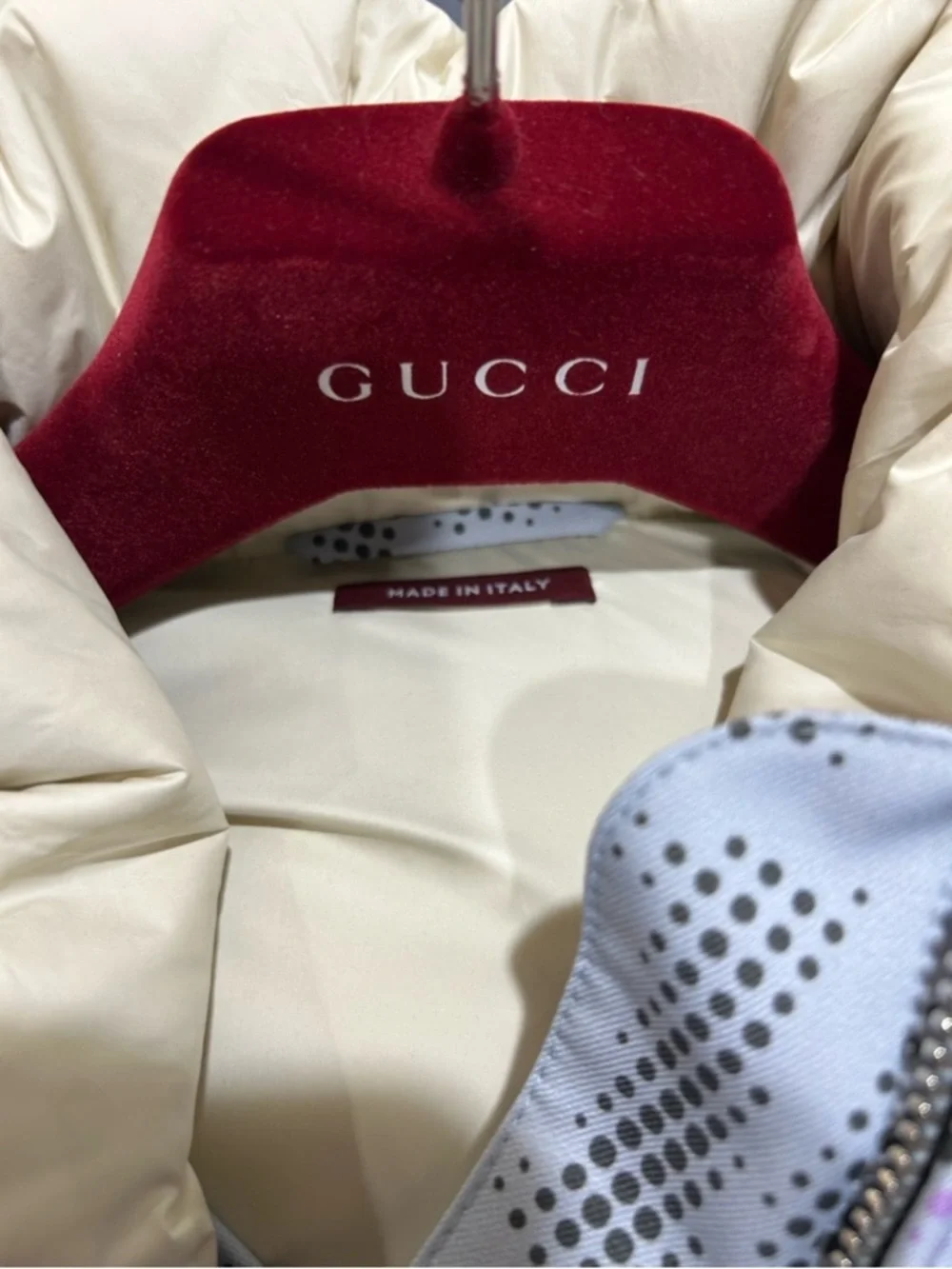 Men’s Gucci printed technical poplin puffer jacket size 54/XXL made in Italy